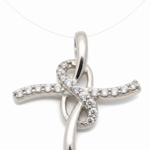 0.16 Carat Lab-Grown Round Diamond Cross Cluster Pendant in 18K White Gold
