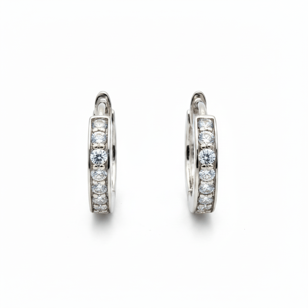 0.18 Carat Lab-Grown Round Diamond Hoop Earrings in 18K White Gold (1)
