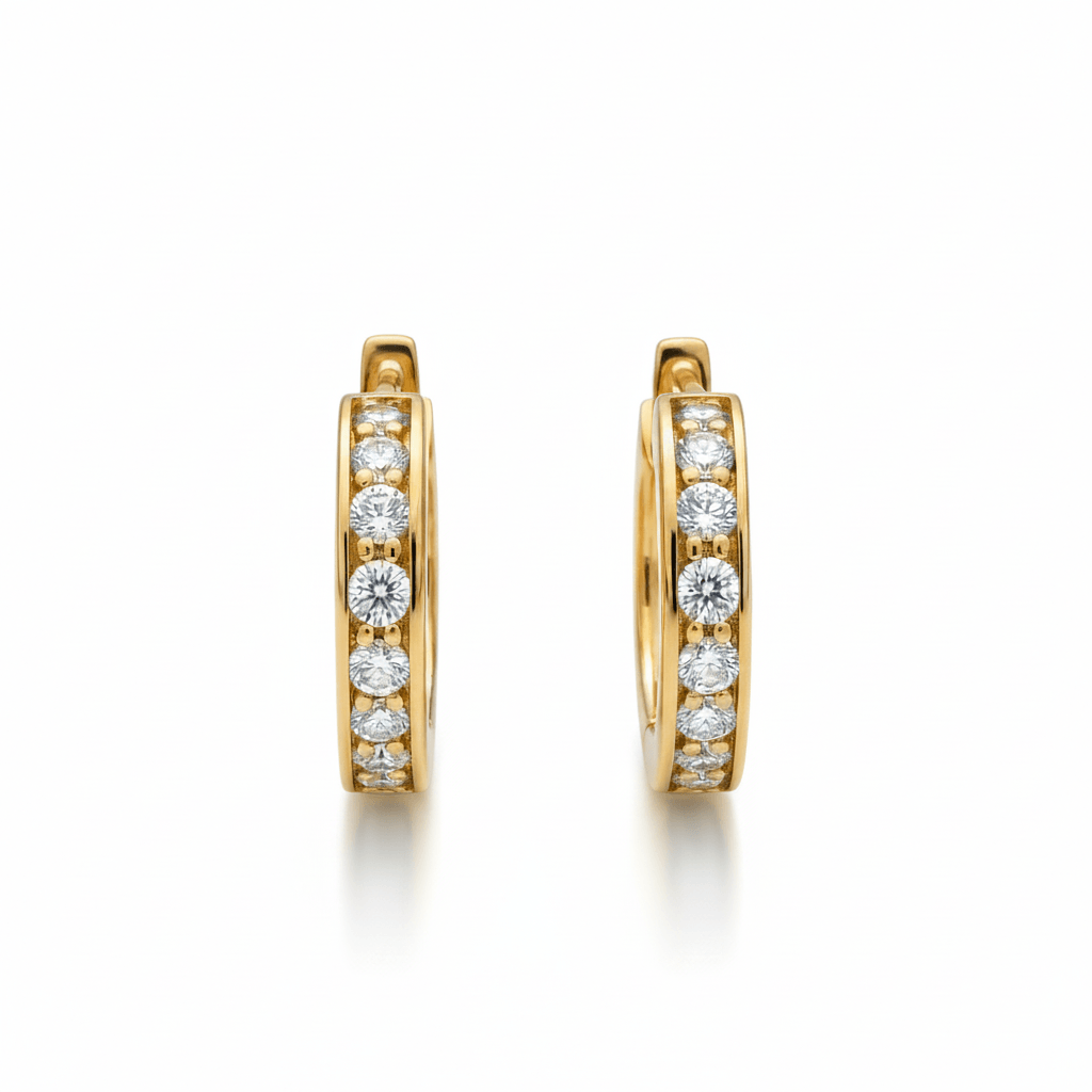 0.18 Carat Lab-Grown Round Diamond Hoop Earrings in 18K Yellow Gold (1)