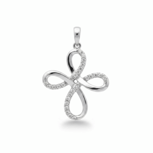 0.20 Carat Lab-Grown Round Diamond Cross Cluster Pendant in 18K White Gold