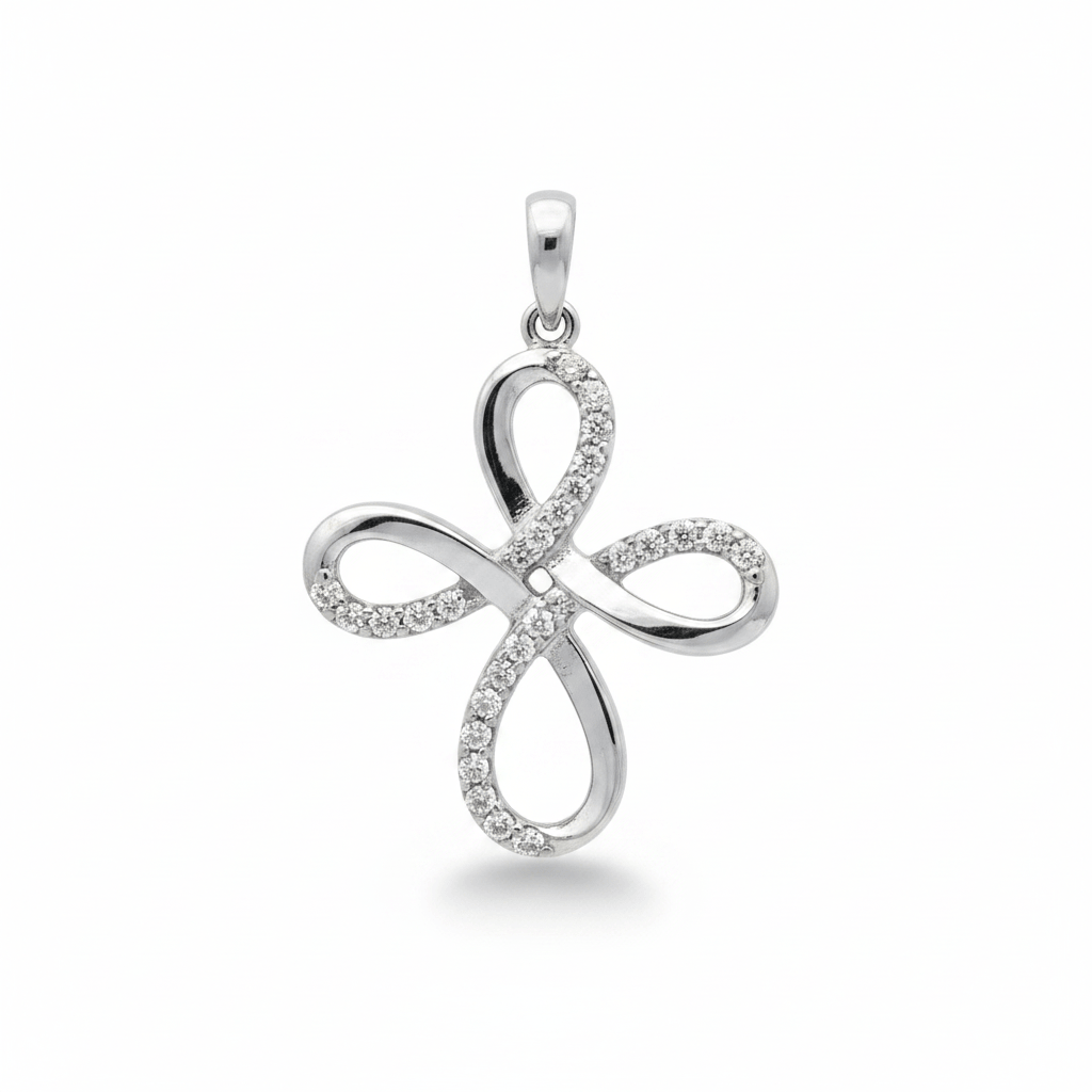 0.20 Carat Lab-Grown Round Diamond Cross Cluster Pendant in 18K White Gold (2)