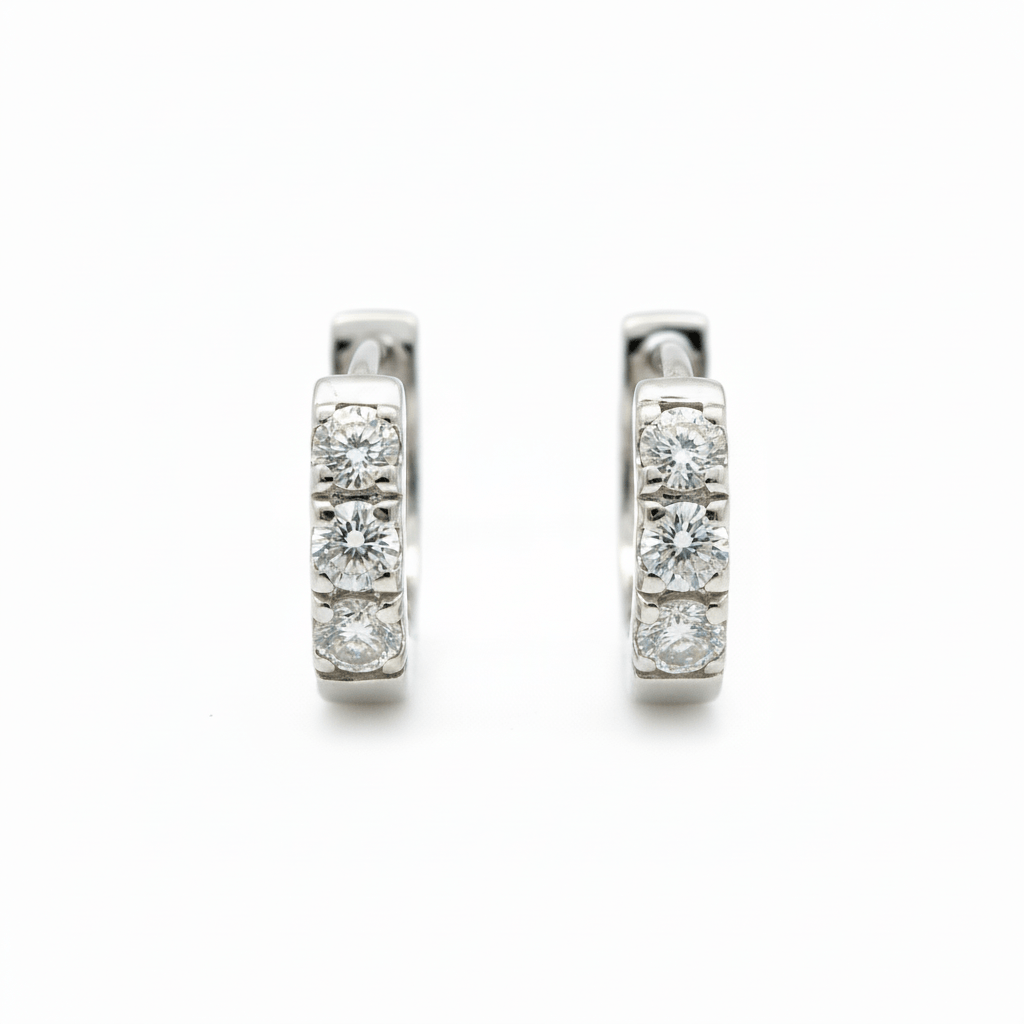 0.21 Carat Lab-Grown Round Diamond Huggie Earrings in 18K White Gold (1)