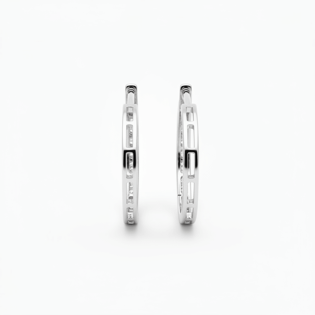 0.32 Carat Lab-Grown Round Diamond Hoop Earrings in 18K White Gold (1)