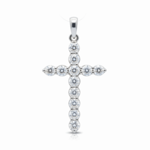 0.57 Carat Lab-Grown Round Brilliant Diamond Cross Pendant in 14K White Gold