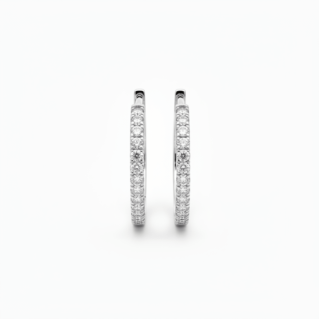 0.71 Carat Lab-Grown Round Diamond Hoop Earrings in 18K White Gold (8)