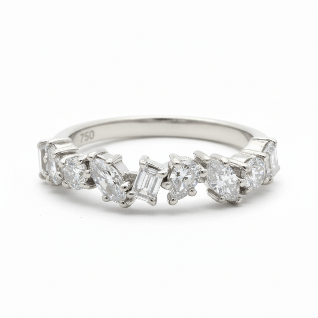 0.75 Carat Lab-Grown Multi-Shape Diamond Half Eternity Ring in 14K White Gold (5)