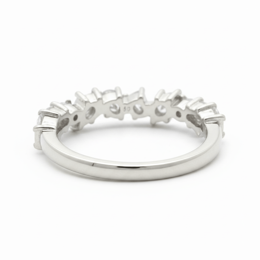 0.75 Carat Lab-Grown Multi-Shape Diamond Half Eternity Ring in 14K White Gold (5)