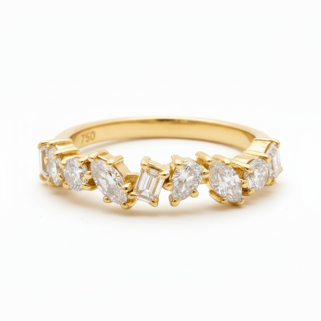 0.76 Carat Lab-Grown Multi-Shape Diamond Half Eternity Ring (1)