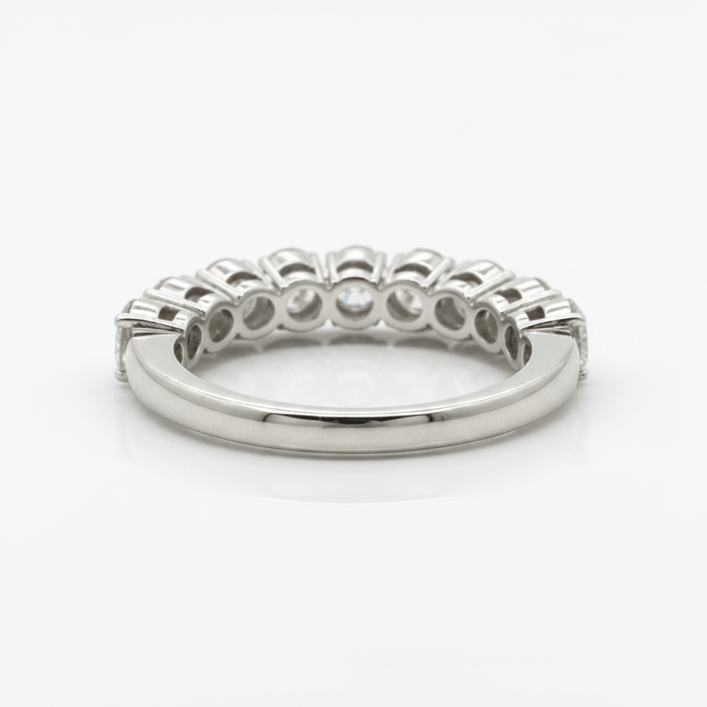 0.99 Carat Lab-Grown Oval Diamond Half Eternity Ring in 9K White Gold (1)
