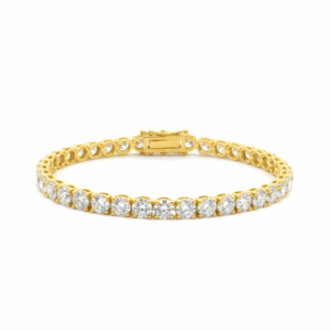 13.50 Carat Lab-Grown Round Brilliant Diamond Tennis Bracelet in 18K Yellow Gold