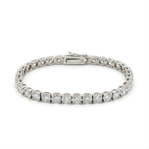 13.60 Carat Lab-Grown Round Brilliant Diamond Tennis Bracelet in 18K White Gold