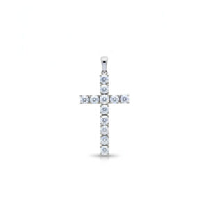 2.45 Carat Lab-Grown Round Brilliant Diamond Cross Pendant in 14K White Gold