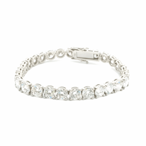 28.60 Carat Lab-Grown Round Brilliant Diamond Tennis Bracelet in 18K White Gold