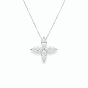 3.28 Carat Lab-Grown Marquise Diamond Cluster Pendant in 14K White Gold