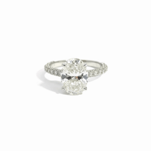 3.29 Carat Lab-Grown Oval Brilliant Diamond Engagement Ring in 14K White Gold