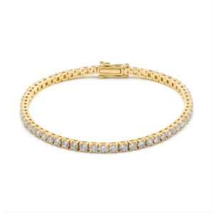 3.51 Carat Lab-Grown Round Diamond Tennis Bracelet in 18K Yellow Gold