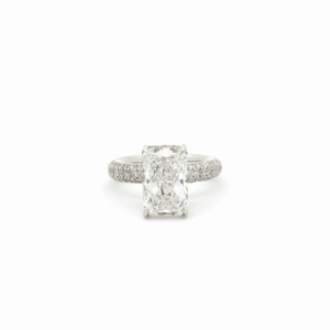 3.56 Carat Lab-Grown Cut Cornered Rectangular Diamond Halo Ring in 14K White Gold