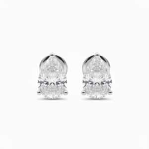 4.07 Carat Lab-Grown Pear Shaped Diamond Solitaire Stud Earrings in 14K White Gold