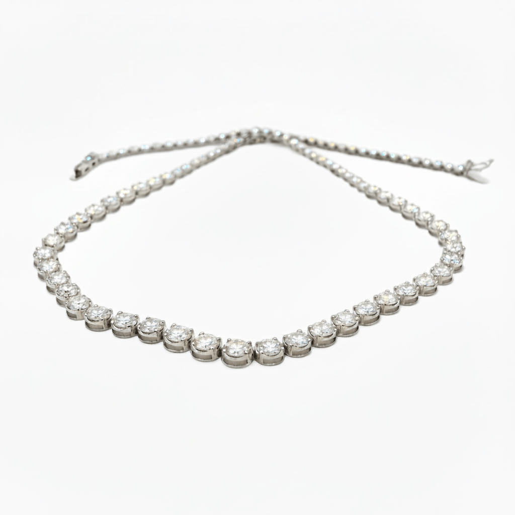 65 Carat Lab-Grown Round Diamond Tennis Necklace in 18K White Gold (1)