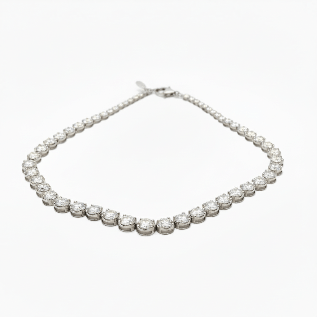65 Carat Lab-Grown Round Diamond Tennis Necklace in 18K White Gold (1)