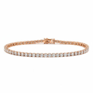 7.67 Carat Lab-Grown Round Brilliant Diamond Tennis Bracelet in 14K Rose Gold