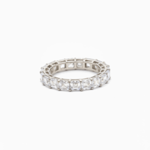 9.03 Carat Lab-Grown Asscher Cut Diamond Eternity Ring in 9K White Gold