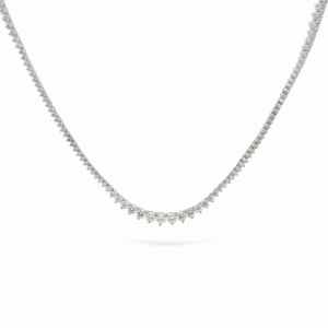 9.24 Carat Lab-Grown Round Diamond Tennis Necklace in 18K White Gold