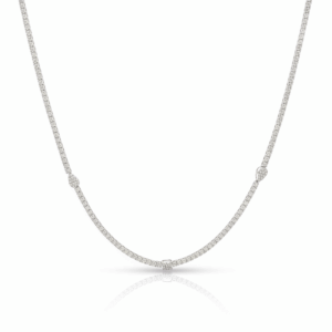 9.59 Carat Lab-Grown Round Diamond Tennis Necklace in 18K White Gold