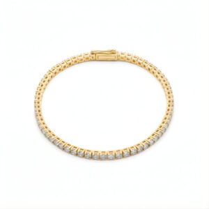 9.71 Carat Lab-Grown Round Diamond Tennis Bracelet in 18K Yellow Gold
