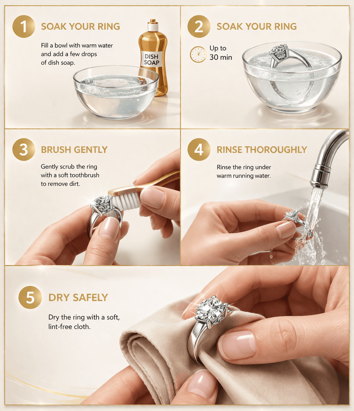 Long-term cleaning and care for diamond jewellery