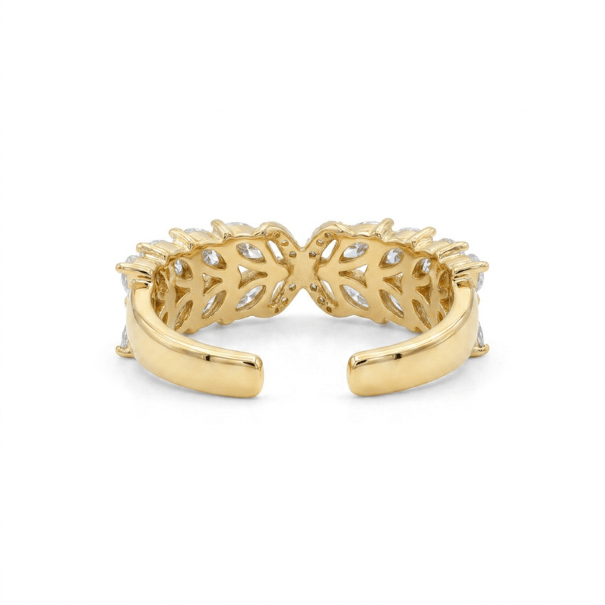 0.96 Carat Lab-Grown Marquise & Round Diamond Half Eternity Ring in 9K Yellow Gold (1)