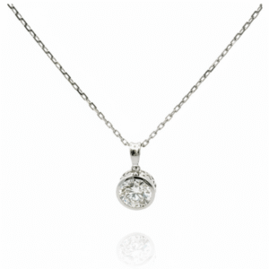 3.03 Carat Round Lab-Grown Diamond Solitaire Pendant in 14K White Gold