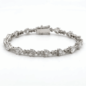 8.44 Carat Lab-Grown Heart & Round Diamond Tennis Bracelet in 9K White Gold