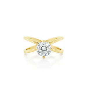 2.03 Carat Lab-Grown Round Brilliant Diamond Solitaire Engagement Ring - 18K Yellow Gold