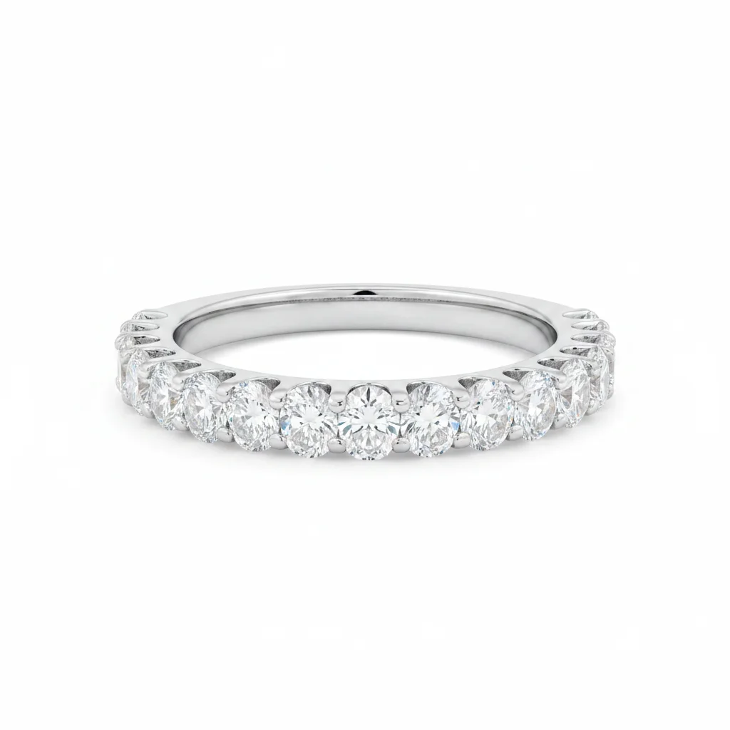 0.92 Carat Lab-Grown Oval Diamond Eternity Ring in 9K White Gold (1)